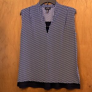 Jones New York Women's Navy Patterned Blouse